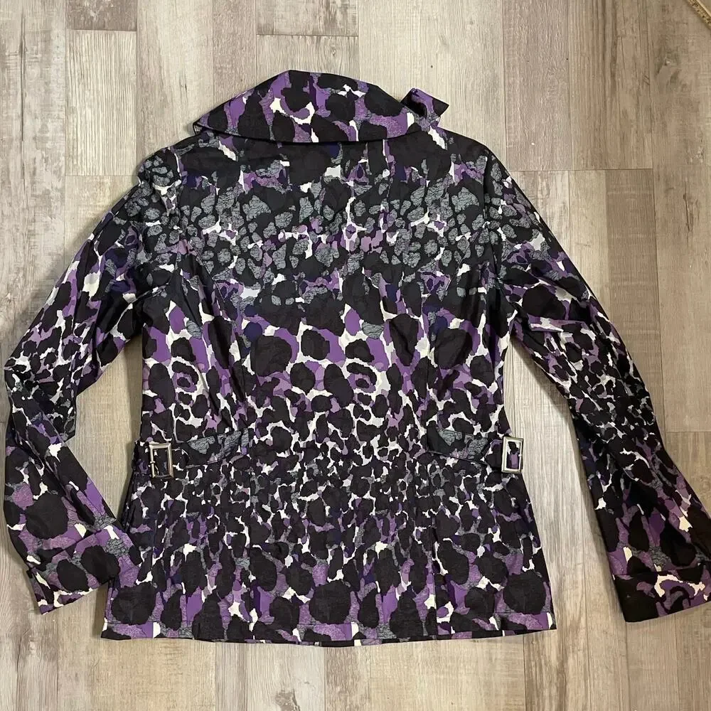 Chico’s Zenergy Women’s Medium Rain Jacket Purple Black Zip Up Lightweight - Picture 11 of 15